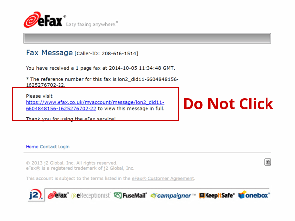 eFax Wordpress Spam