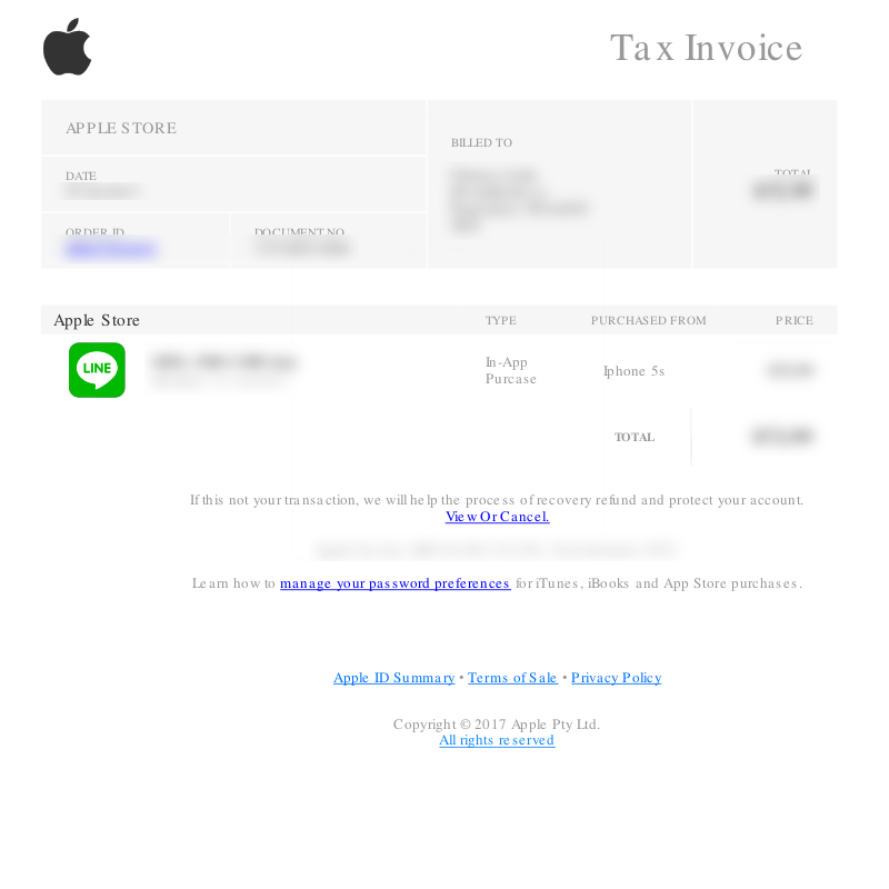 Apple Phishing Scam Fake Invoice PDF Attachment