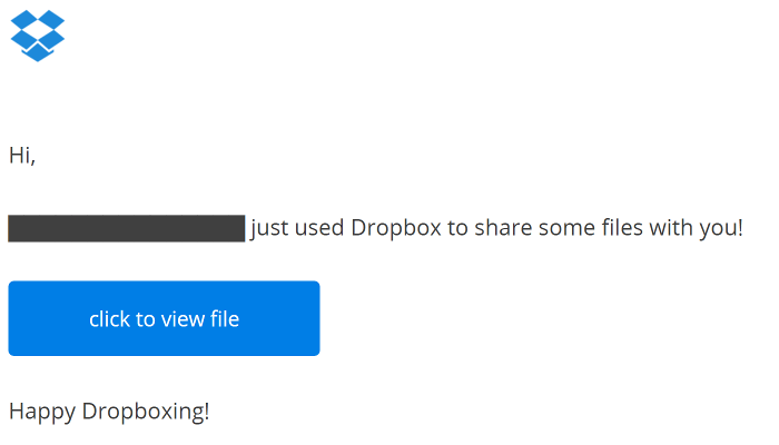 Fake Dropbox file sharing email tries to steal your email username and password