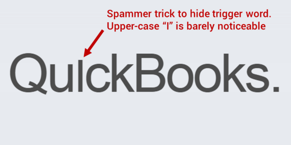Spammer trick to hide trigger word